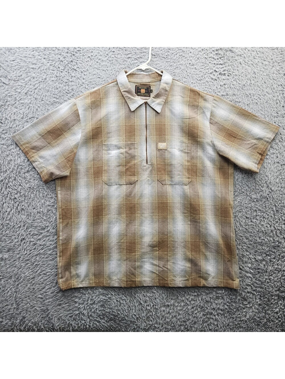 FB County Zip Checker Shirt 2 Pocket Plaid Men XL (Oversized) Charlie Brown